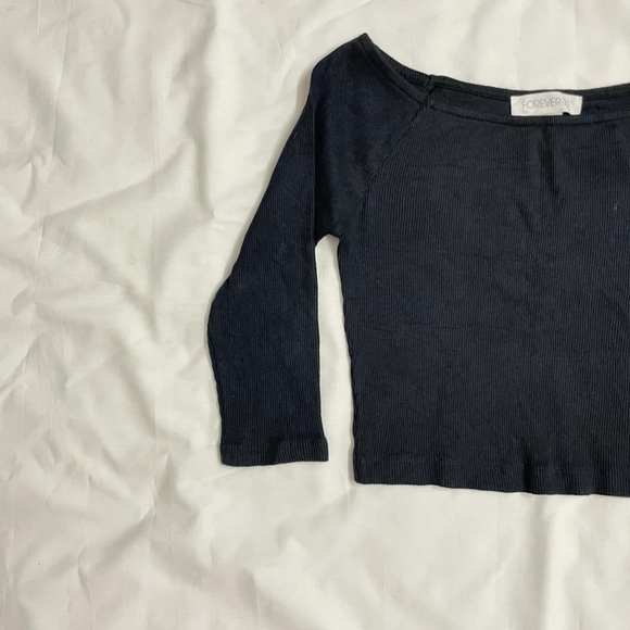 Forever 21 Black - off shoulder ribbed top - Picture 3 of 5